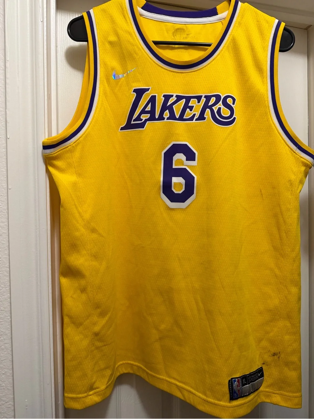 Nike Lakers - LeBron James - Yellow and Purple #6 Basketball Jersey